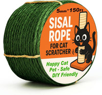 White Sisal Rope for Cat Tree and Scratching Post 5mm 1/5 Inch - Green Φ5mm/0.2inch / 150FT