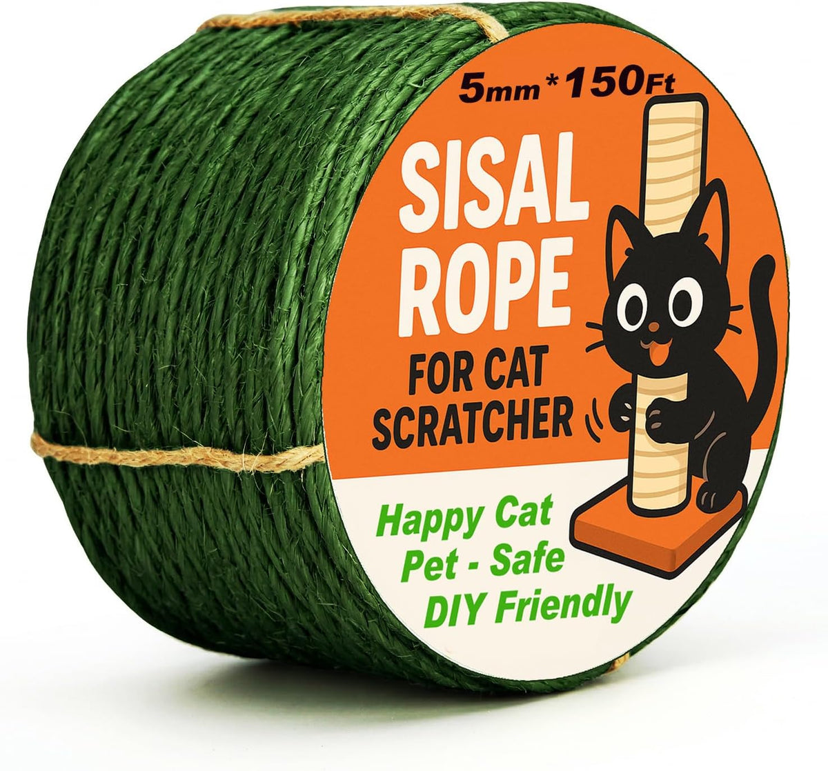White Sisal Rope for Cat Tree and Scratching Post 5mm 1/5 Inch - Green Φ5mm/0.2inch / 150FT