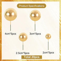 BEISHIDA 20 PCS Gold Mini Ball Cake Toppers Foam Cake Balls - Ball-gold - image 2