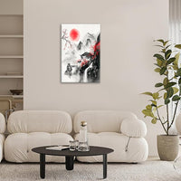 Japanese Wall Art Canvas Asian Nature Wall Decor Prints Framed Painting Mountain Landscape Pictures Gifts Artwork for Bathroom 16"x24"
