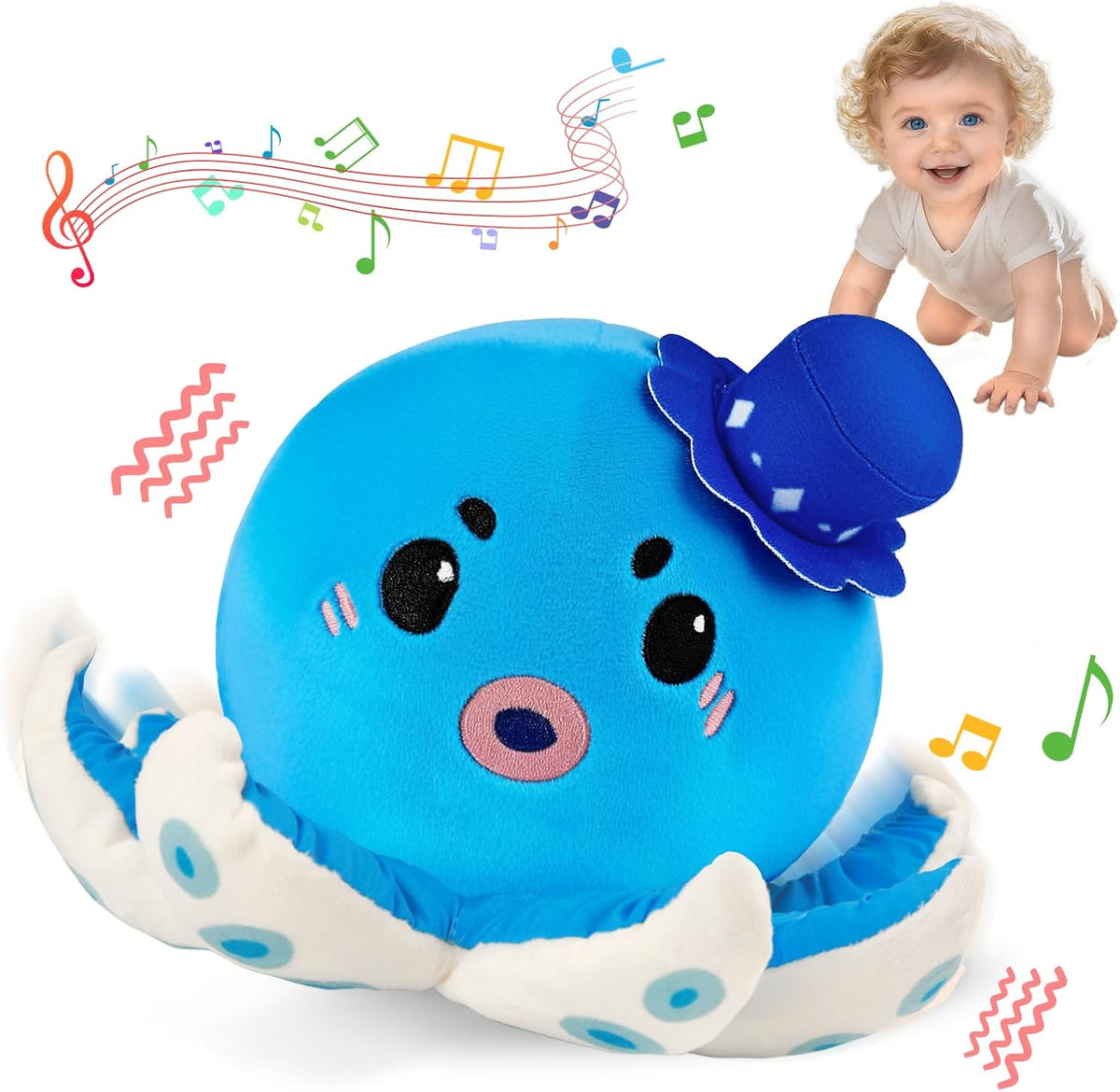Interactive Crawling Crab Baby Toy - Octopus-blue