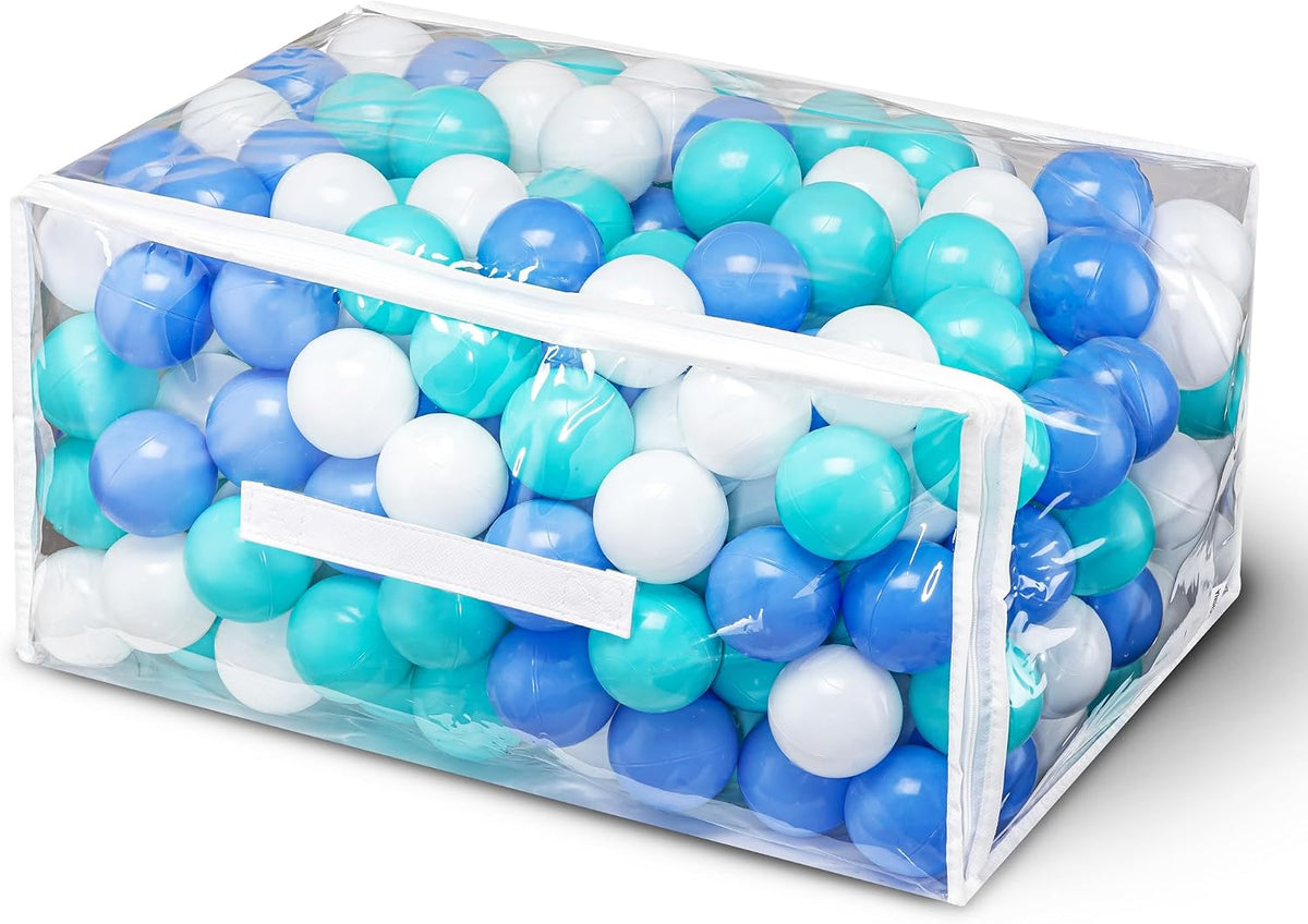 Hovenlay 100 ball pit balls in red, yellow and blue with clear storage bag - view 3