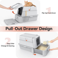 Wooaidagg Enclosed Stainless Steel Cat Litter Box with Odor Control - image 2