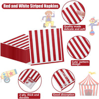 PIXHOTUL 100 pack red and white striped carnival paper napkins - view 39