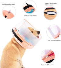 Inflatable Dog Cone Collar with Enhanced Anti-Licking, Soft Neck Donut for Dogs Cats, Recovery Pet Cone Collar After Surgery for Large Medium Small Dogs (Donut Blue, Medium+)