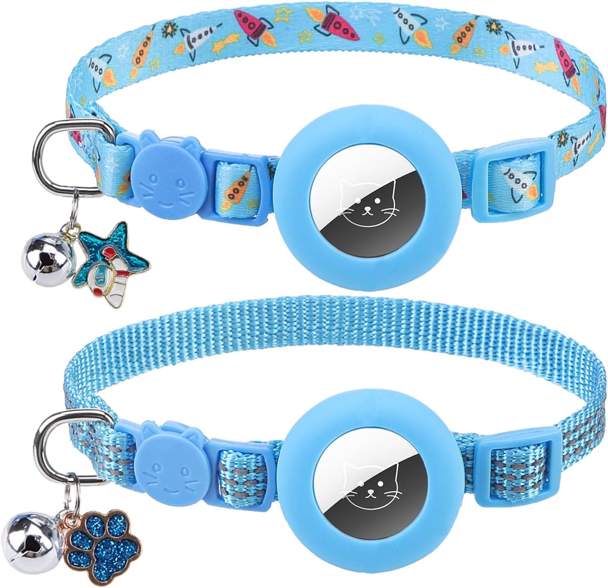 PUPTECK Halloween Cat Collar Breakaway with Bells, Kitten Outfit – Essentials for Cats - Cornflower Blue / NECK (7.87"-11.8")