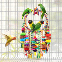 Bird Toys Bird Rope Ring Swing Perch with Corn Cob Cardboard Bagels - image 3