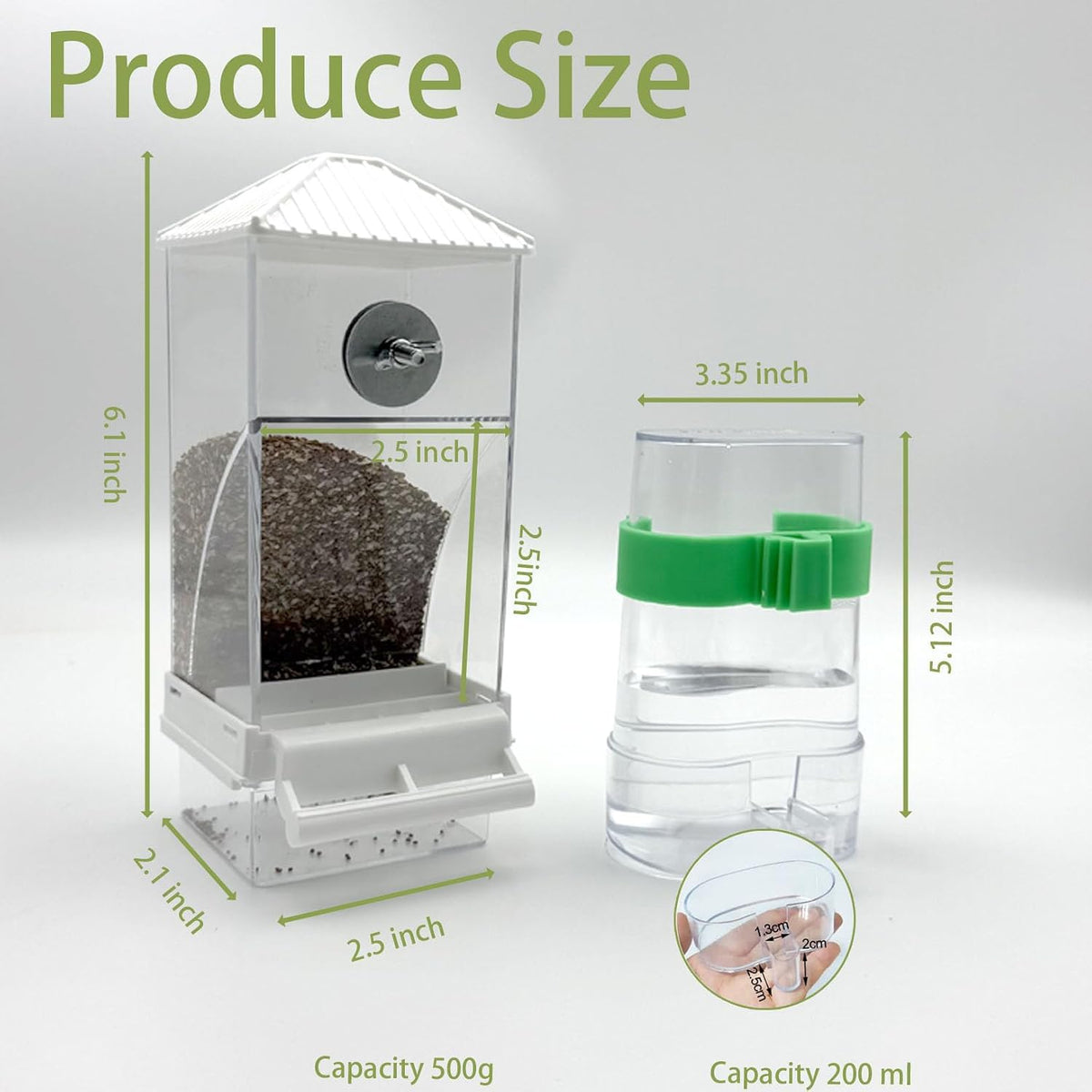 Automatic No Mess Bird Feeder Water Dispenser Set – Essentials for Birds - White + Green - image 2