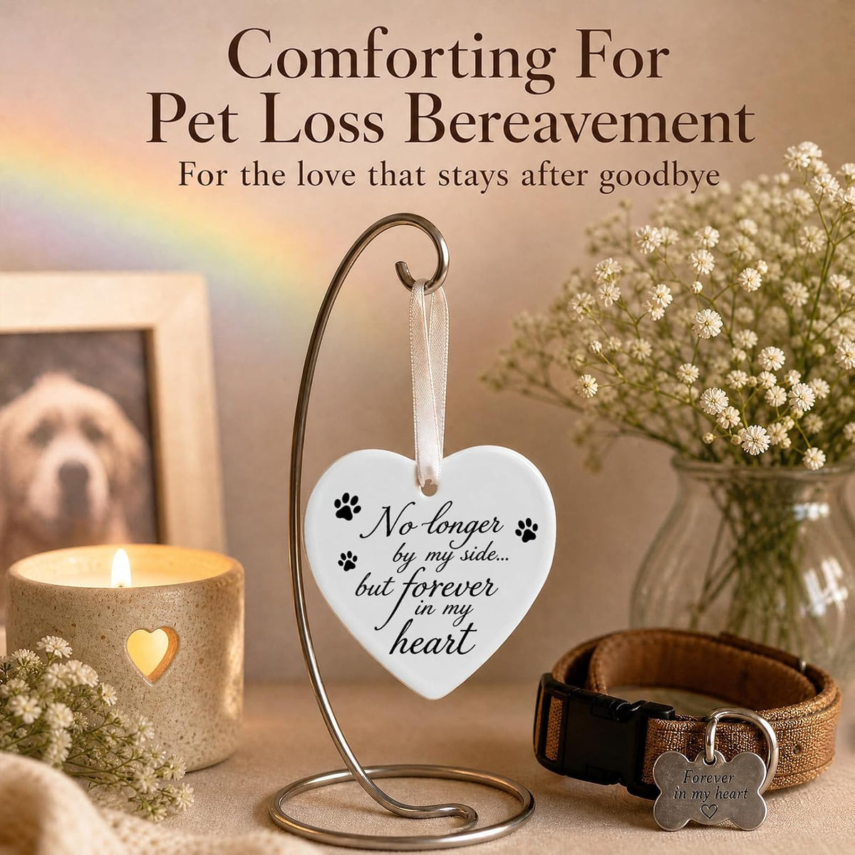 OFlyDesigns Pet Memorial Ceramic Heart Keepsake - No Longer - image 2
