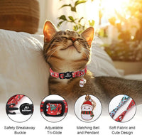 2 Pack Cute Cat Collars - Cartoon Bee Ladybug Breakaway Cat Collar with Bell & Matching Pendant - Blue&Red - image 3