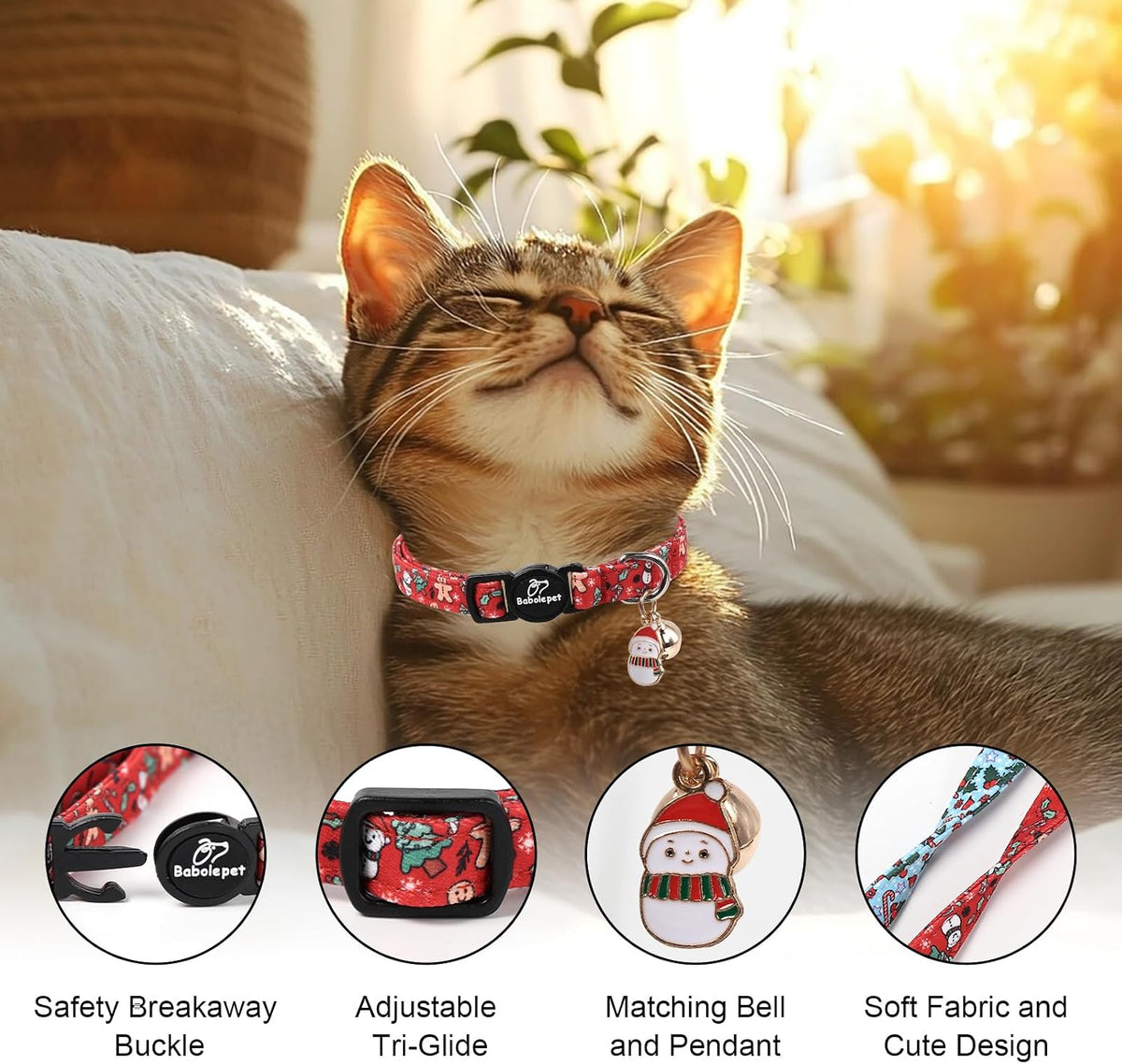 2 Pack Cute Cat Collars - Cartoon Bee Ladybug Breakaway Cat Collar with Bell & Matching Pendant - Blue&Red - image 3