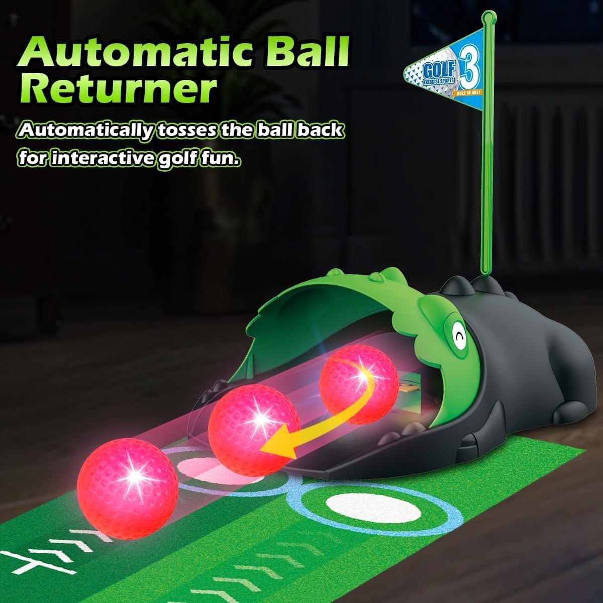 TERRAMUS Upgraded Kids Toy Golf Set with Dinosaur Automatic Golf - Black - image 2