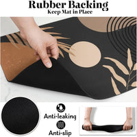 Dog Food Mats for Floors, Absorbent Dog Bowl Mat for Food and Water Dispenser Mat, Quick Dry Cat - Boho Black / S(12"×20") - image 3