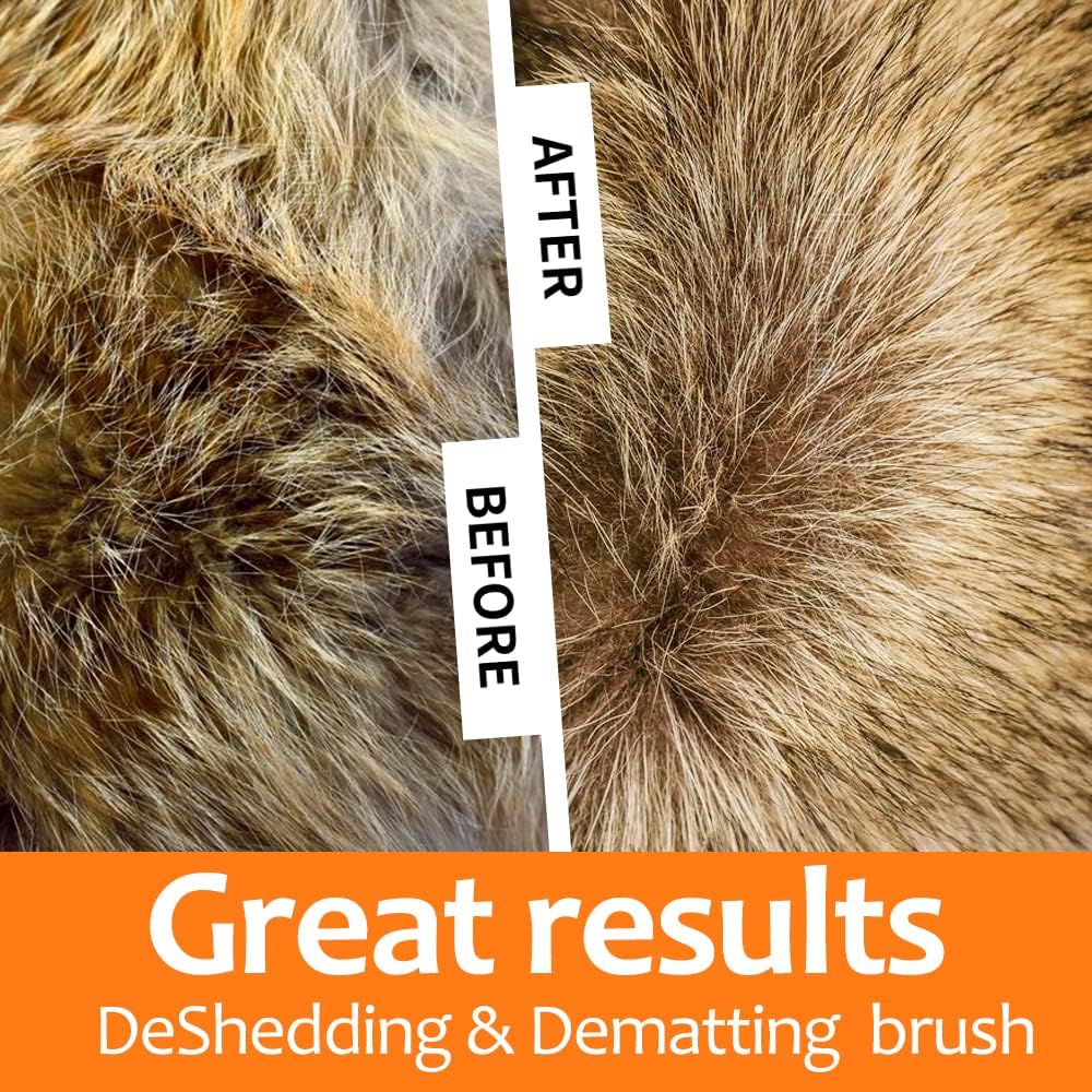 Undercoat Rake for Dogs, Pet Hair Grooming Brush - Orange - image 2