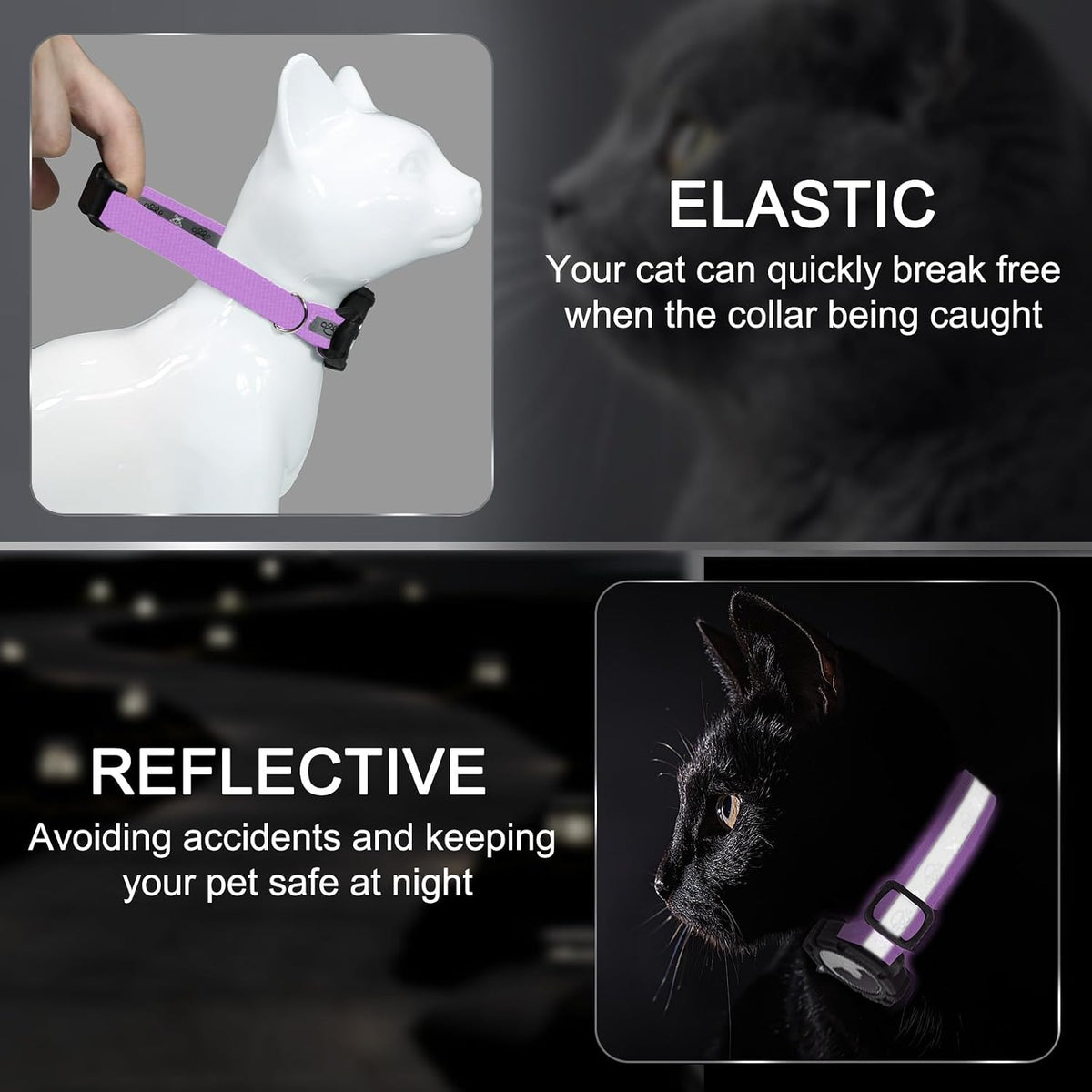 Reflective AirTag Cat Collar - Lilac / XS(7"-9") - image 2
