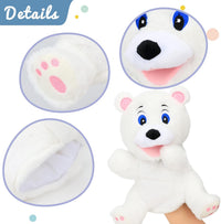 Hopearl white plush unicorn hand puppet with open movable mouth, 12 inches - view 13