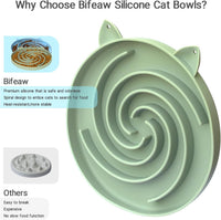 Slow Feeder Cat Bowl, Easy to Clean Silicone Bowl - Green and Blue - image 2