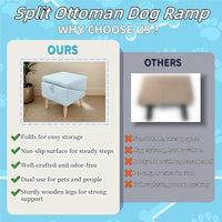 Split Ottoman Dog Ramp, Folding Pet Ramps Stairs for Couch, Pet Ramps Stairs for Small and Large Dogs, Holds up to 220 lbs (Blue, One Size)