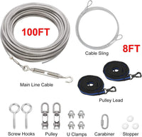 XiaZ Dog Tie Out Cable, Pet Lead for Yard, Camping, Outdoor - 100ft for 2 dog / Silver - image 2