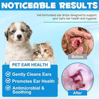 Ear Infection Treatment Drops for Dogs and Cats, Pets Ear Cleaning Solution Drops with 1% Hydrocortisone Soothing Dog Yeast Infection, Itchy Ear Relief, Pet Ear Care Supplies for Dogs & Cats - 2 fl oz