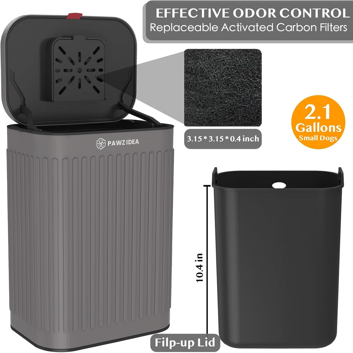 Wall Mount Dog Poop Trash Can Outside Odor Control - Slate-Stone Grey - image 2