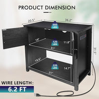 40 Gallon Tank Stand with Cabinet and Power Outlets, Heavy Duty Metal Aquarium Stand for 40-50 Gallon Breeder Tank, Turtle Tank, Double Terrarium Stand, 660LBS Capacity, Black