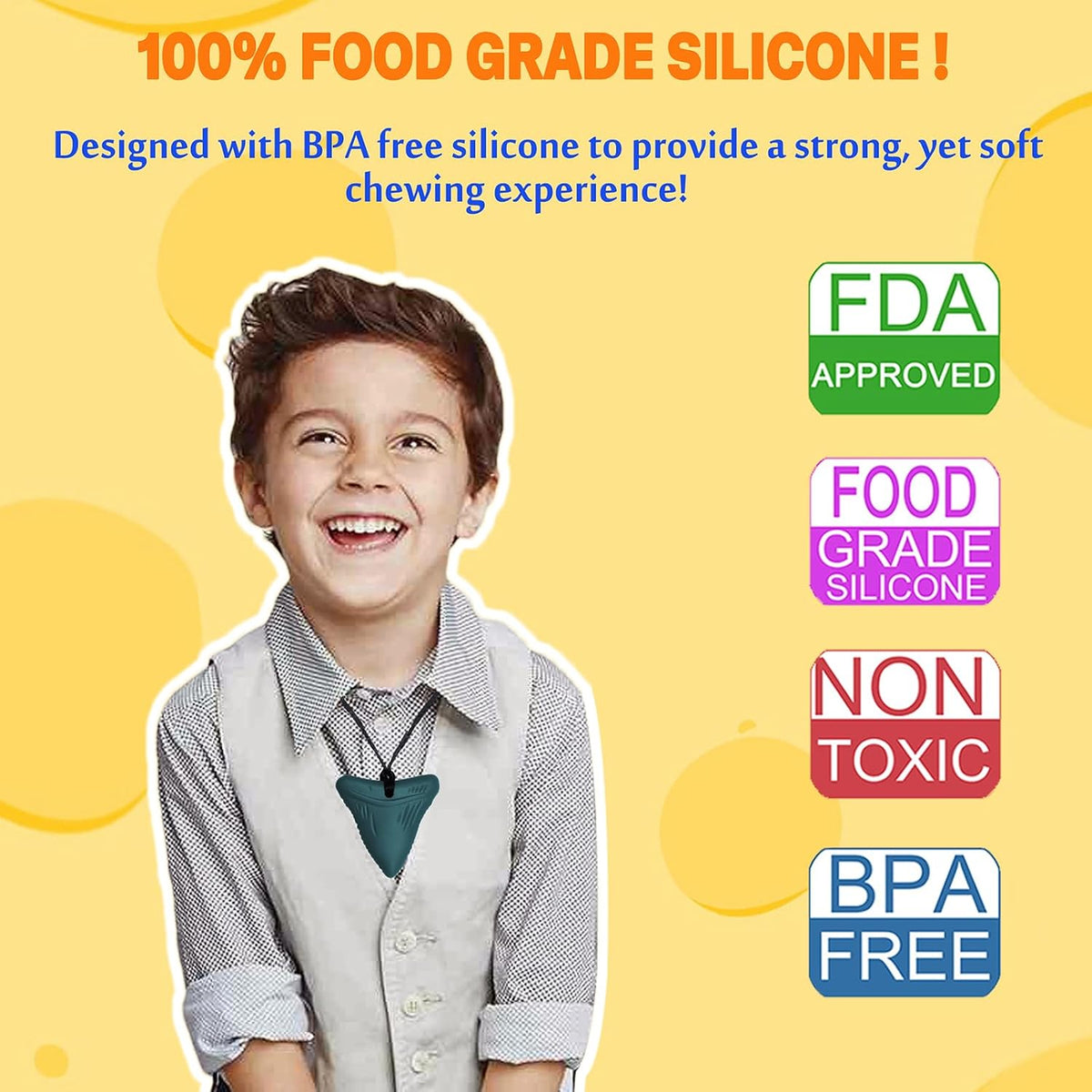 Chew Necklaces for Sensory Kids - Yellow 6PCS - image 2