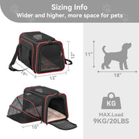 Petsfit Medium Expandable Cat Carrier for Air Travel - 18.9"L x 12.2"W x 12.2"H / Black - image 2