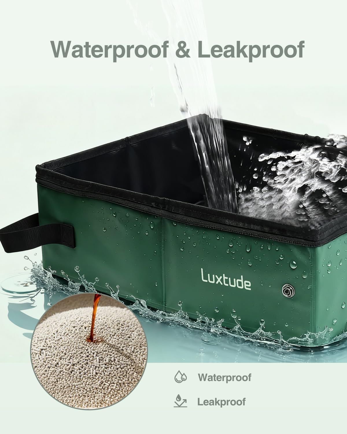 Luxtude Travel Litter Box for Cats, Portable and Easy to Clean – Daily Care for Cats - Green / Large - image 2