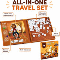 Travofun magnetic fishing game book open with ocean animal pieces and two wooden fishing rods - view 22