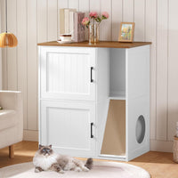 MAHANCRIS Litter Box Enclosure for 2 Cats - White and Walnut - image 2