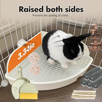 RUBYHOME Rabbit Litter Box Large Bunny Guinea Pig Corner Litter Box Potty Trainer Bigger Pet Pan Hamster Bedding Cage Litter Fanshaped for Adult Guinea Pigs Chinchilla Ferret, 20 in x 13.2 in x 6 in