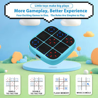 Tic-Tac-Toe Bolt Game, 4-in-1 Handheld Puzzle Games Console, Electronic Tic-Tac-Toe Game - Blue / L(Rechargeable) - image 2