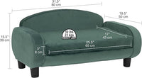 Paws & Purrs Cat Sofa Bed, Pet Couch for Indoor Cats Elevated Cat Beds with Removable Washable Mattress Cover for Kitten, Puppy or Small Animal- 31.5" Wide, Teal