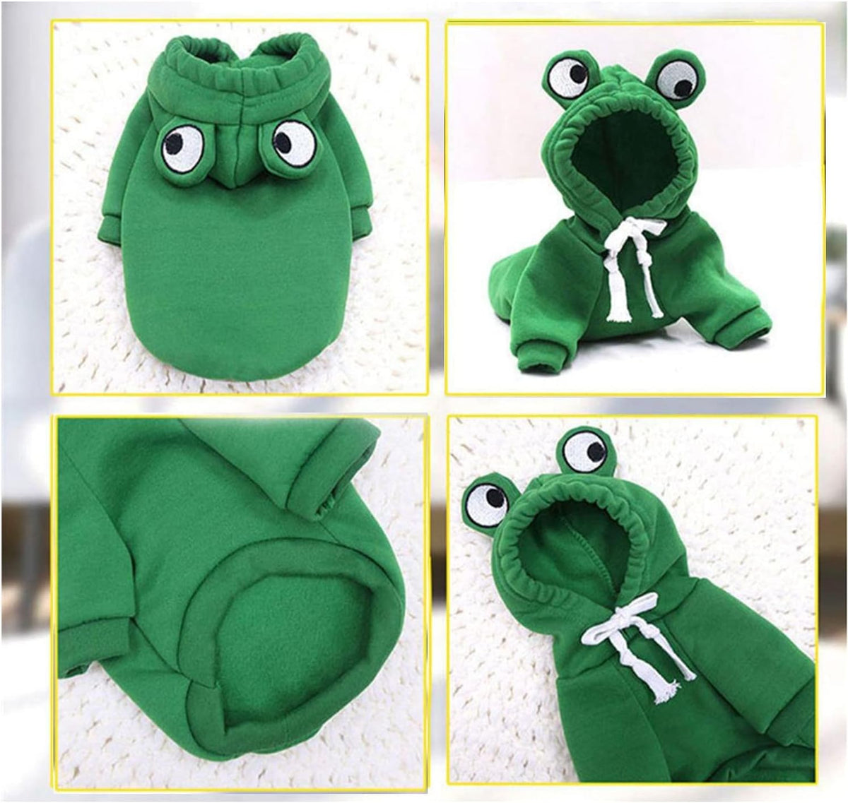 Dog Hoodie Basic Sweater Coat Cute - Green Frog / X-Large - image 2
