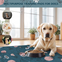 IEUUMLER Washable Pee Pads for Dogs - Navy Blue Daisy / 42"X28"-2pcs - image 3