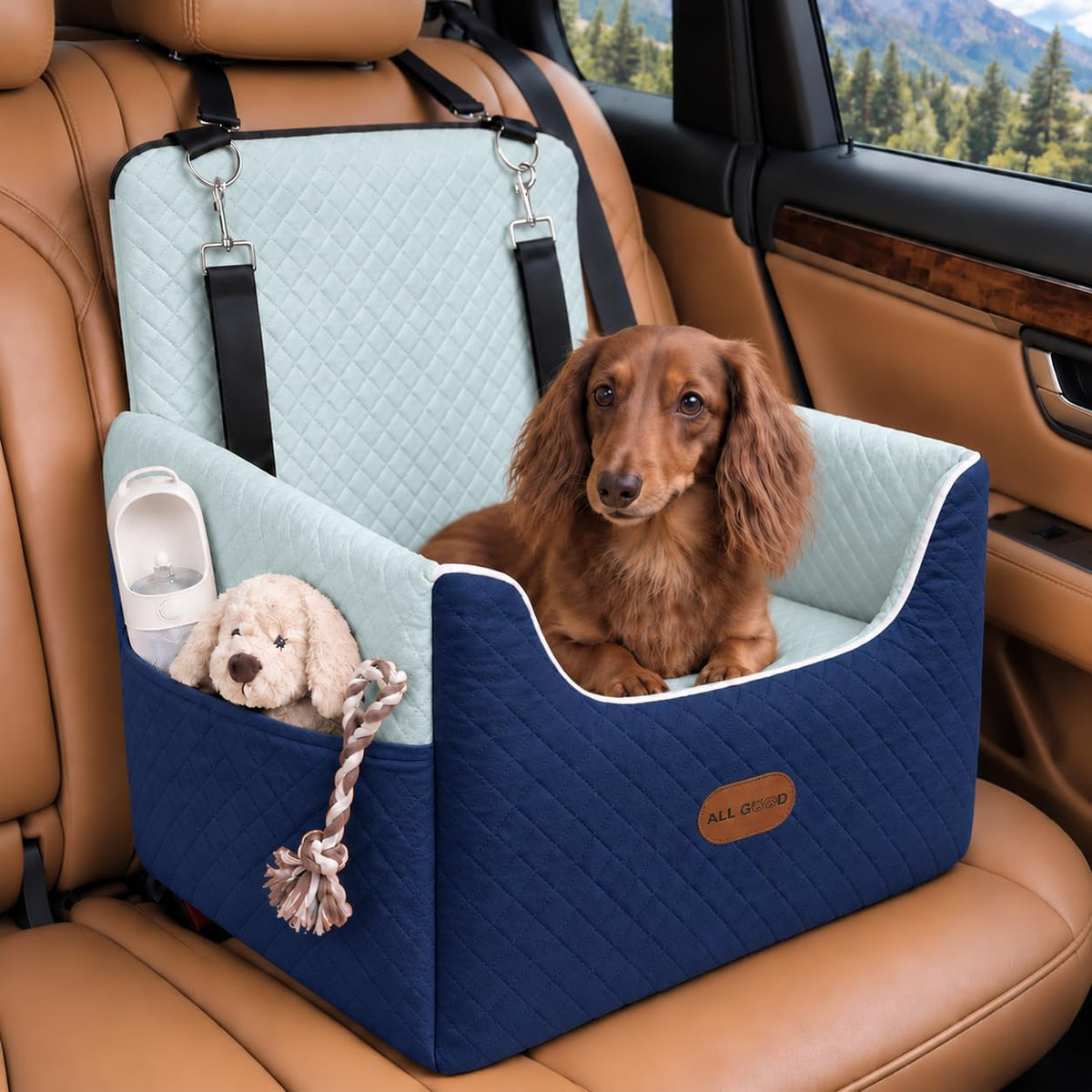 ALL GOOD PET SUPPLIES Dog Car Seat for Small/Medium Dogs Under – Essentials for Dogs - Blue