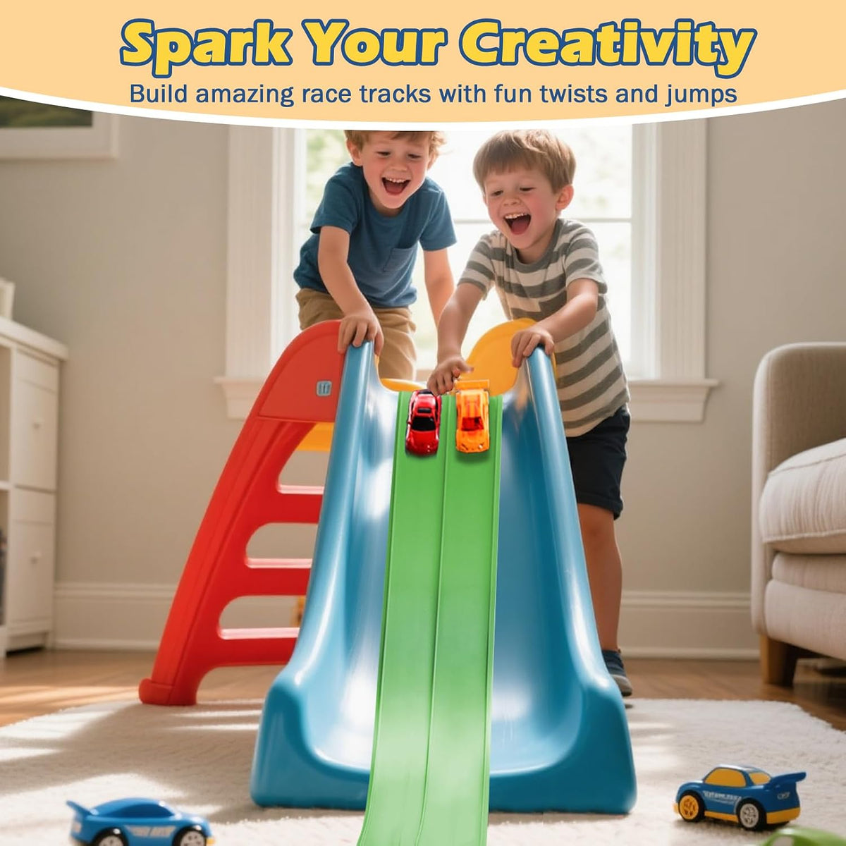 Flex Tracks 15 Ft Starter Set Flexible Race Track for Kids 3+ - Green - image 4