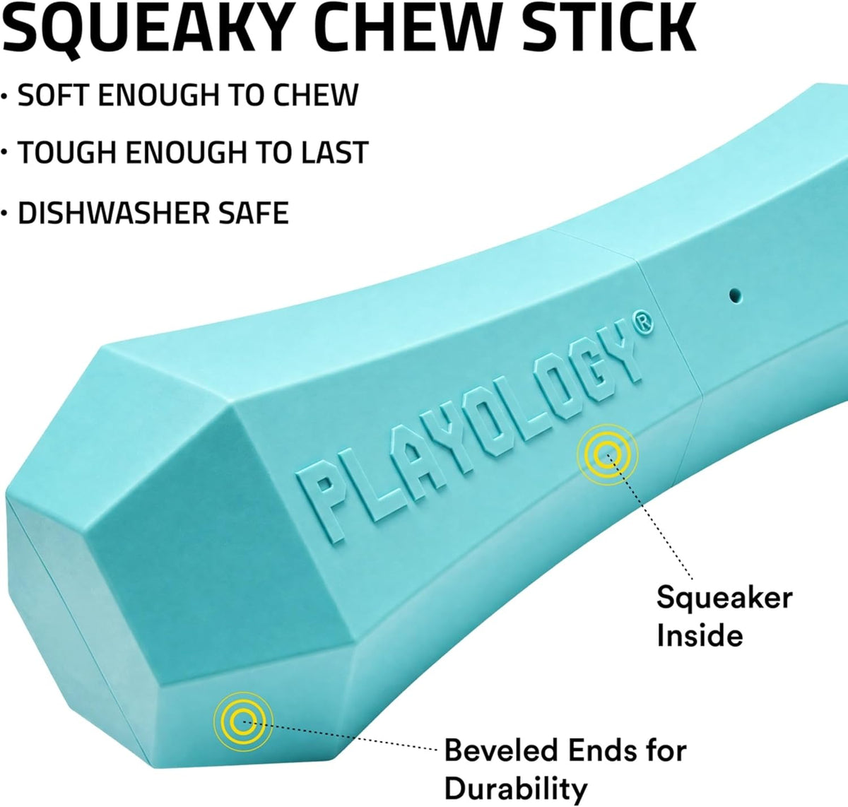 Playology Squeaky Chew Stick Scented Dog Toy - Medium / Peanut Butter - image 2