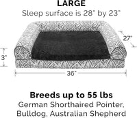 Furhaven Orthopedic Dog Bed for Large/Medium Dogs w/ Removable Bolsters & Washable Cover, For Dogs Up to 55 lbs - Plush & Southwest Kilim Woven Decor Sofa - Boulder Gray, Large