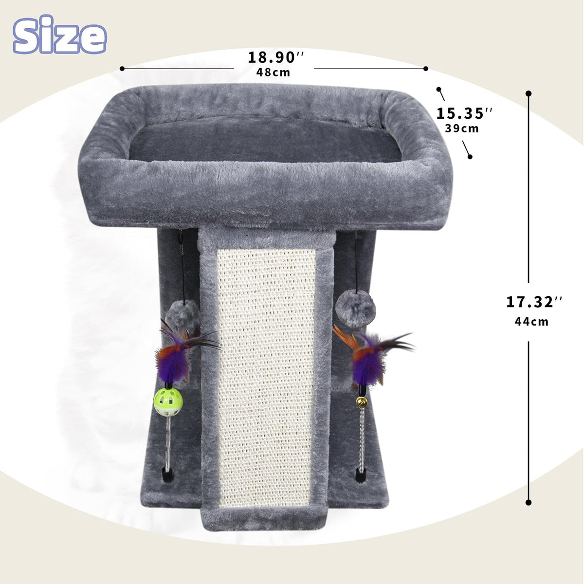 TWDEPART Cat Tree Tower with Cat Scratching Post for Indoor Cats - Grey - image 2