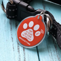MYLUCKYTAG NFC&QR Code Personalized Dog Cat Tag - Paw,red - image 2