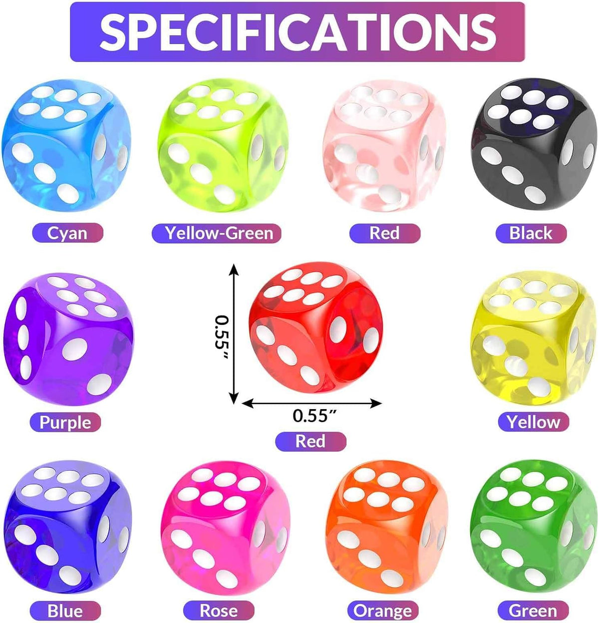Rerdeim 110 Pieces Dice Set, Colored Game Bulk Dices - image 4