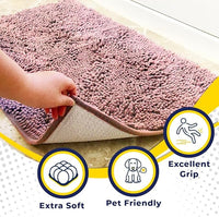 Muddy Mat® AS-SEEN-ON-TV Highly Absorbent Microfiber Door Mat and Pet Rug, Non Slip Thick Washable Area and Bath Mat Soft Chenille for Kitchen Bedroom Indoor and Outdoor - Light Pink 48" x 60"