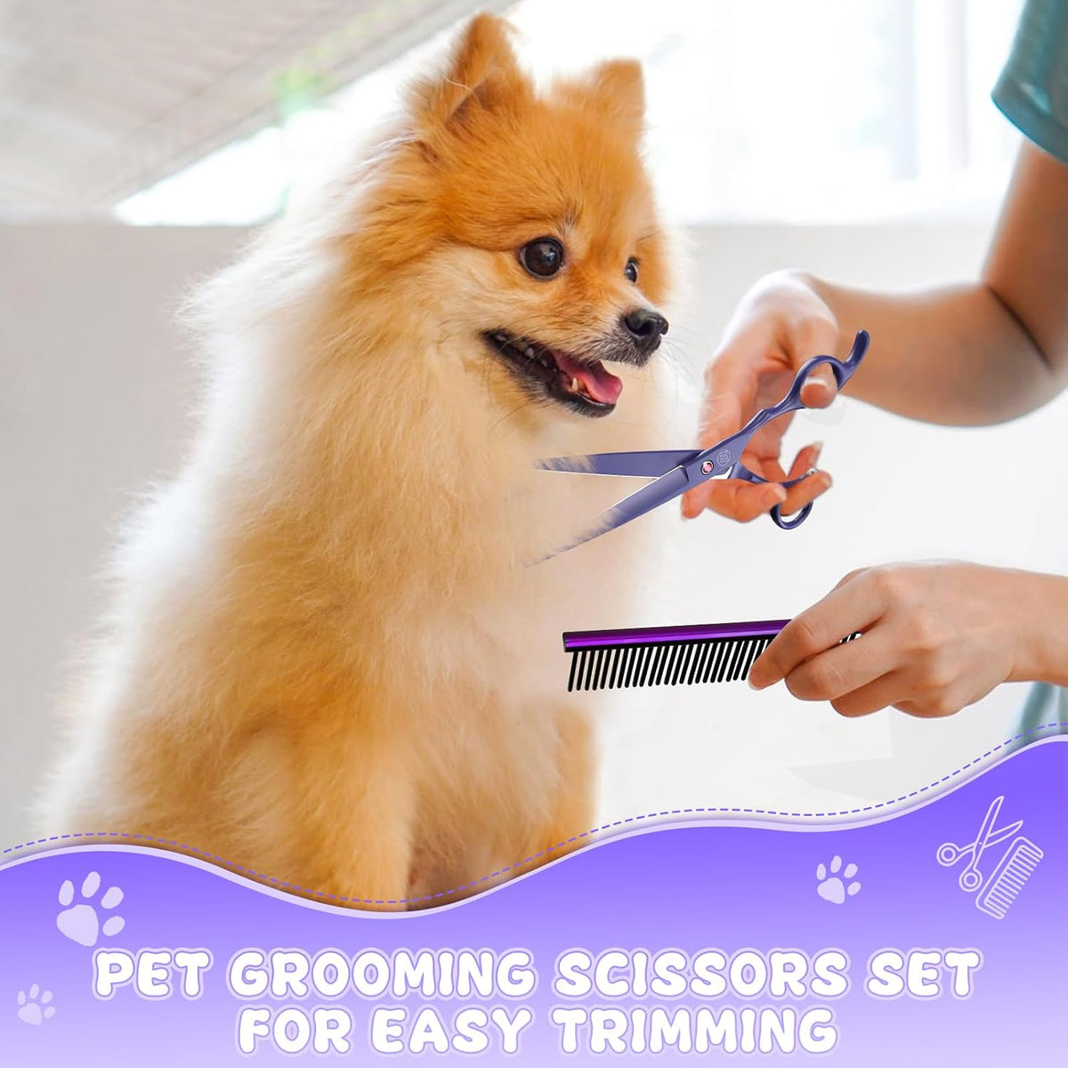 Professional Dog Grooming Scissors Set - 7 Inch (Pack of 5) / Purple - image 2