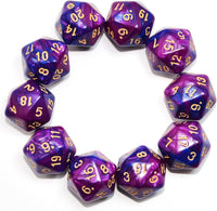 SmartDealsPro 10-Pack 20 Sided Dice D20 Polyhedral Dice for DND RPG - Blue-purple