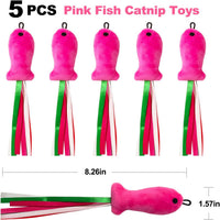 Catnip Toys, 5PCS Soft Plush Pink Fish Cat Toy Chew Kitten Toys – Essentials for Cats - image 2