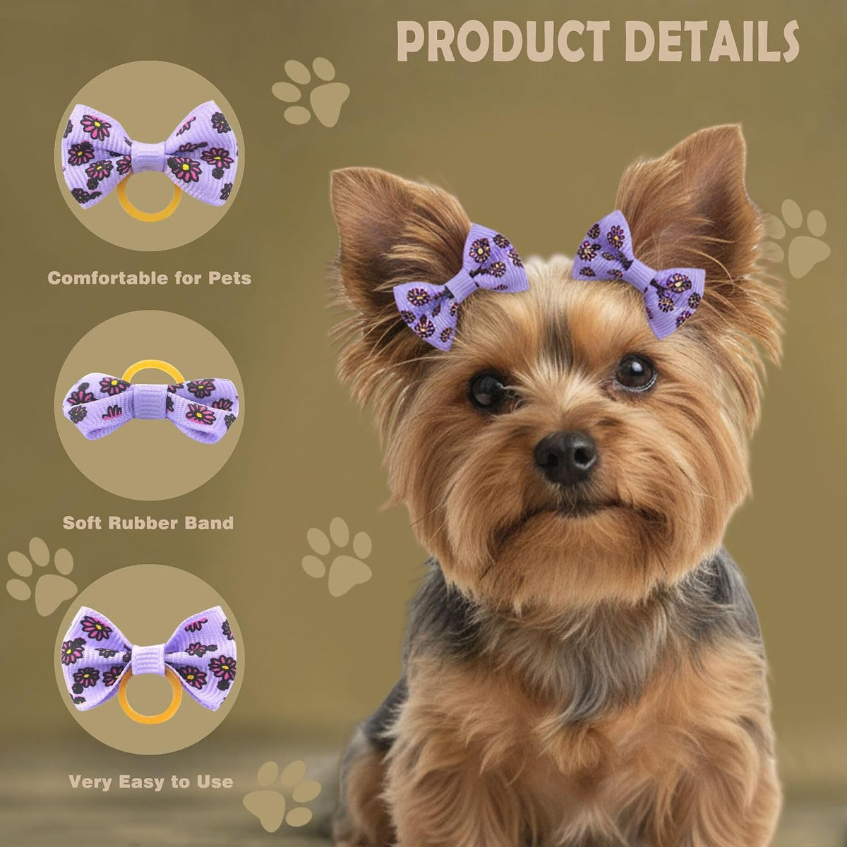 Dog Hair Bows Small Puppy Clips for Pet Grooming Accessories Doggy - 60pcs rubber bands dog hair bows - image 3