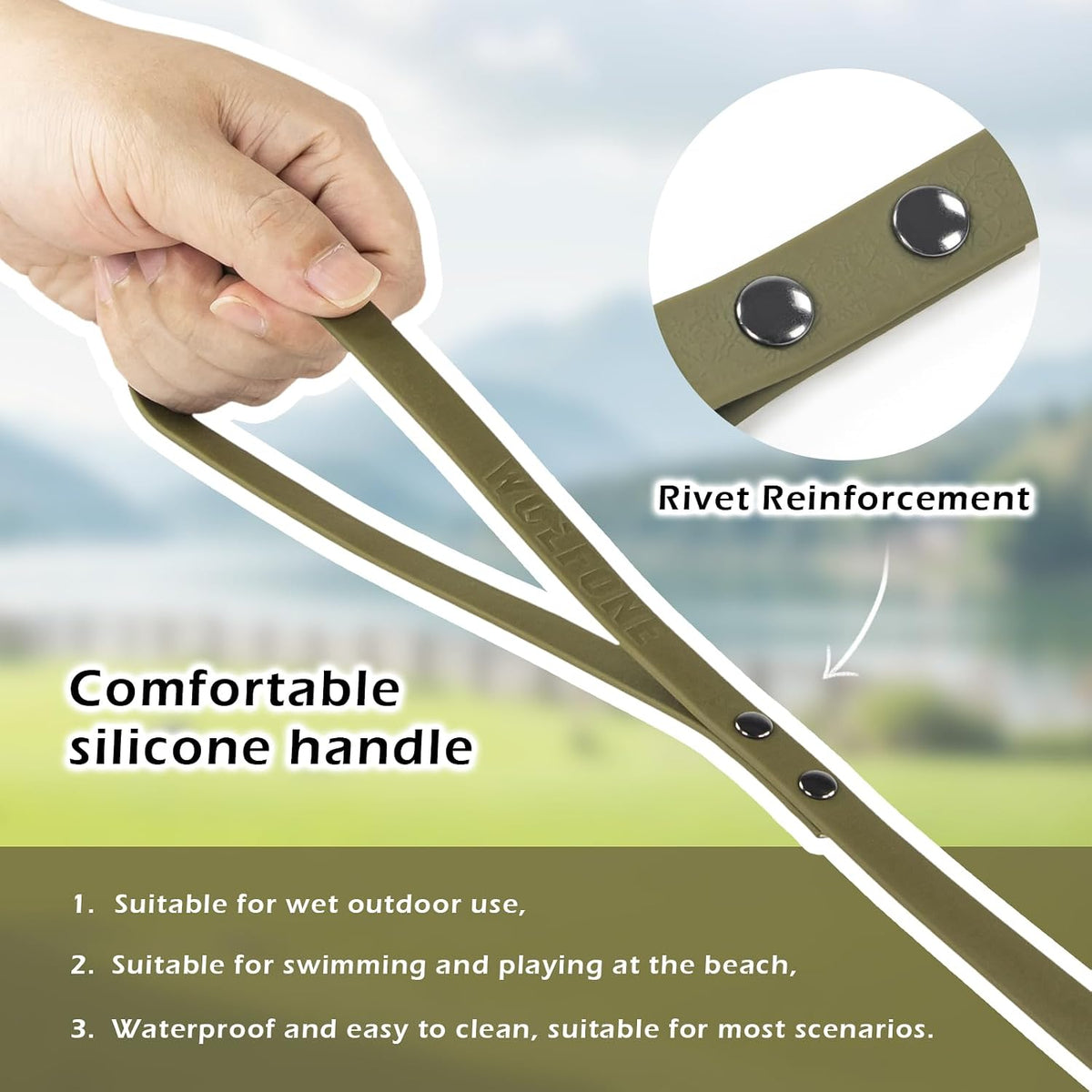 Wolfone Waterproof Dog Leash 10FT Long Line Training Leash for Dogs – Essentials for Dogs - 10ft x 0.52 IN / Army Green - image 4