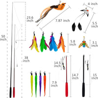 Interactive Cat Wand Toy Set, 2 Telescopic Rods & 11 Attachments – Essentials for Cats - image 3
